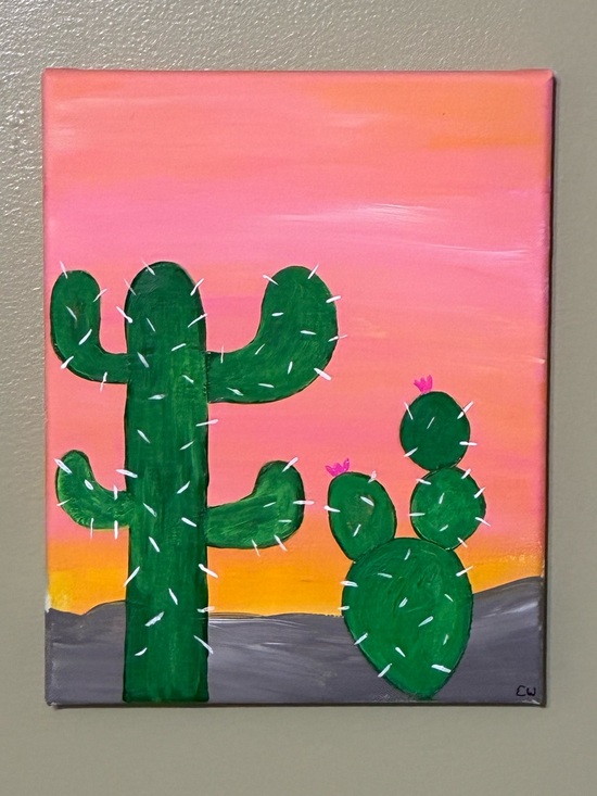 Hand Crafted Other - Cool Calm Cacti Painting